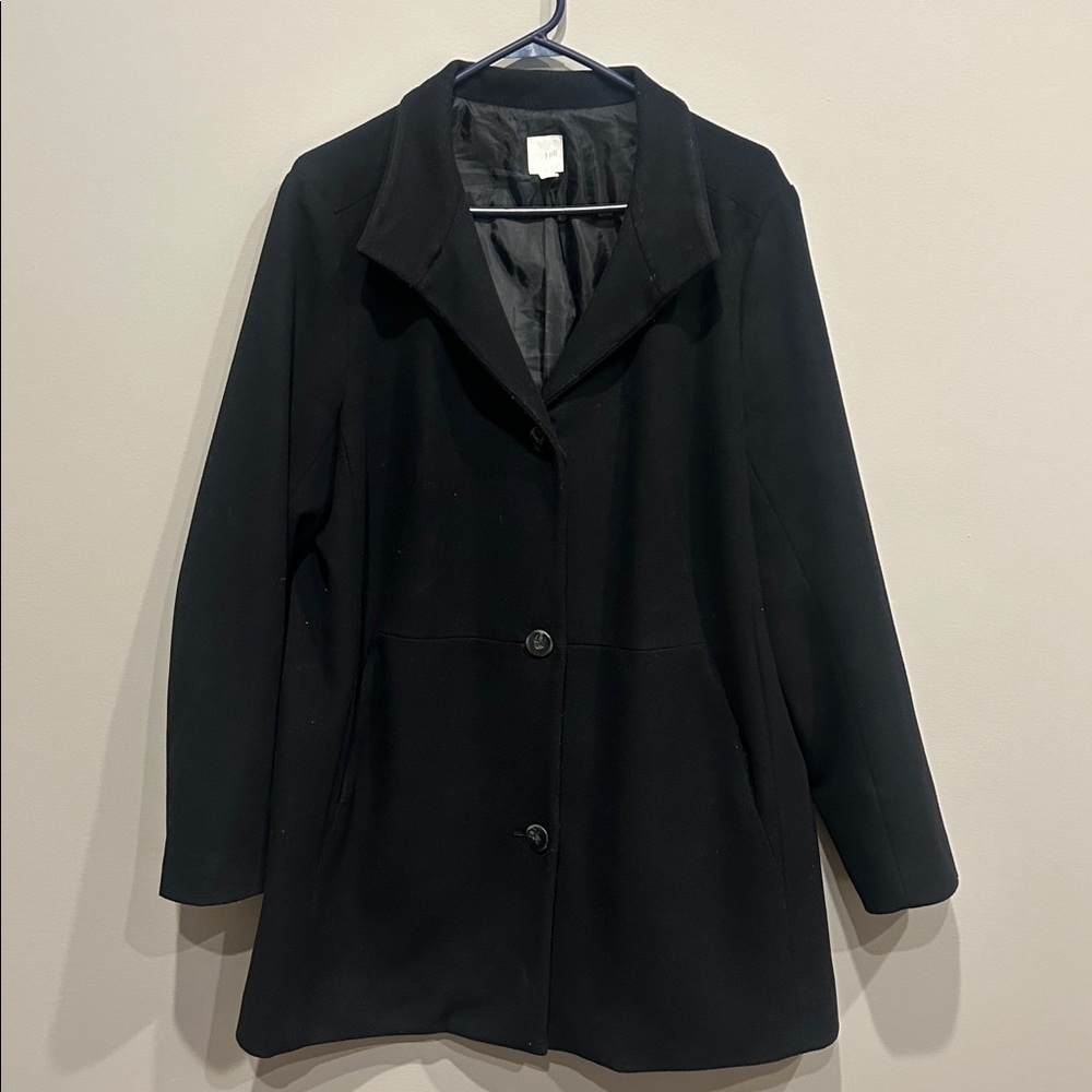J. Jill Classic Black Pea Coat size Large